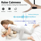 52" Wood Ceiling Fan with Remote Control, 3 blade Ceiling Fan without Lights for Indoor/Outdoor - Modern Design, Powerful Airflow, Silent Operation