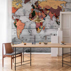 artgeist Premium Wall Mural World Map 118x83 in - XXL Non-Woven Wallpaper Fleece Wall Decor Photo Print Picture Image Design Home Map of The World k-B-0009-a-c