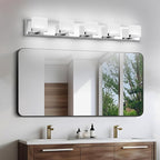 SineRise LED Modern Bathroom Vanity Light Fixtures (5-Light, 40-Inch, 6000K), Chrome Modern Acrylic Bathroom Wall Lighting Fixtures Over Mirror