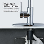 WEWE Sink Faucet, Pull Down Kitchen Faucet with Sprayer Low Lead Commercial Modern Stainless Steel rv Farmhouse Kitchen Faucet Single Handle 1 or 3 Hole Kitchen Sink Faucet, Polished Chrome