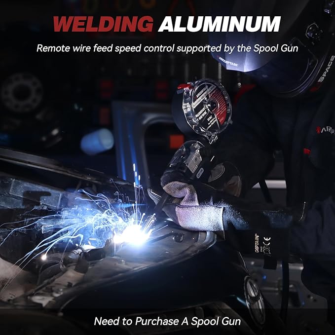 ARCCAPTAIN MIG Welder 200A, Upgraded 6 IN 1 Welding Machine 110V/220V Flux Core MIG/Gas MIG/Lift TIG/Stick Welding/Spool Gun MIG/Spot Multiprocess Welder with Synergy, Burn Back Adjustment, Inductance