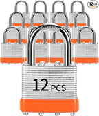 Padlocks with Same Key, LQYN 12 Pcs Laminated Keyed Padlock (1-9/16", 40mm), Keyed Alike Locks, Normal Shackle, for Storage Locker, Hasp Latch, Toolbox, Sheds