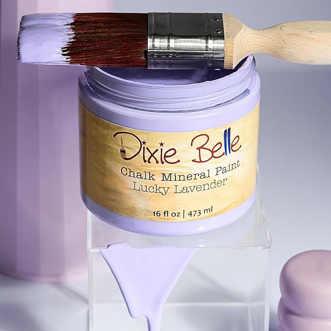 Dixie Belle Paint Company Chalk Finish Furniture Paint - Lucky Lavender (8oz) - Matte Pastel Purple Chic Chalk Mineral DIY Furniture Paint