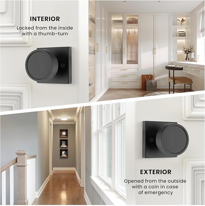 Haidms Matte Black Dummy Door Knobs, Half No-Turning Dummy Knob for Closet Doors, Zinc-Alloy Single-Sided Door Locks (2 Pieces/1 Pair)