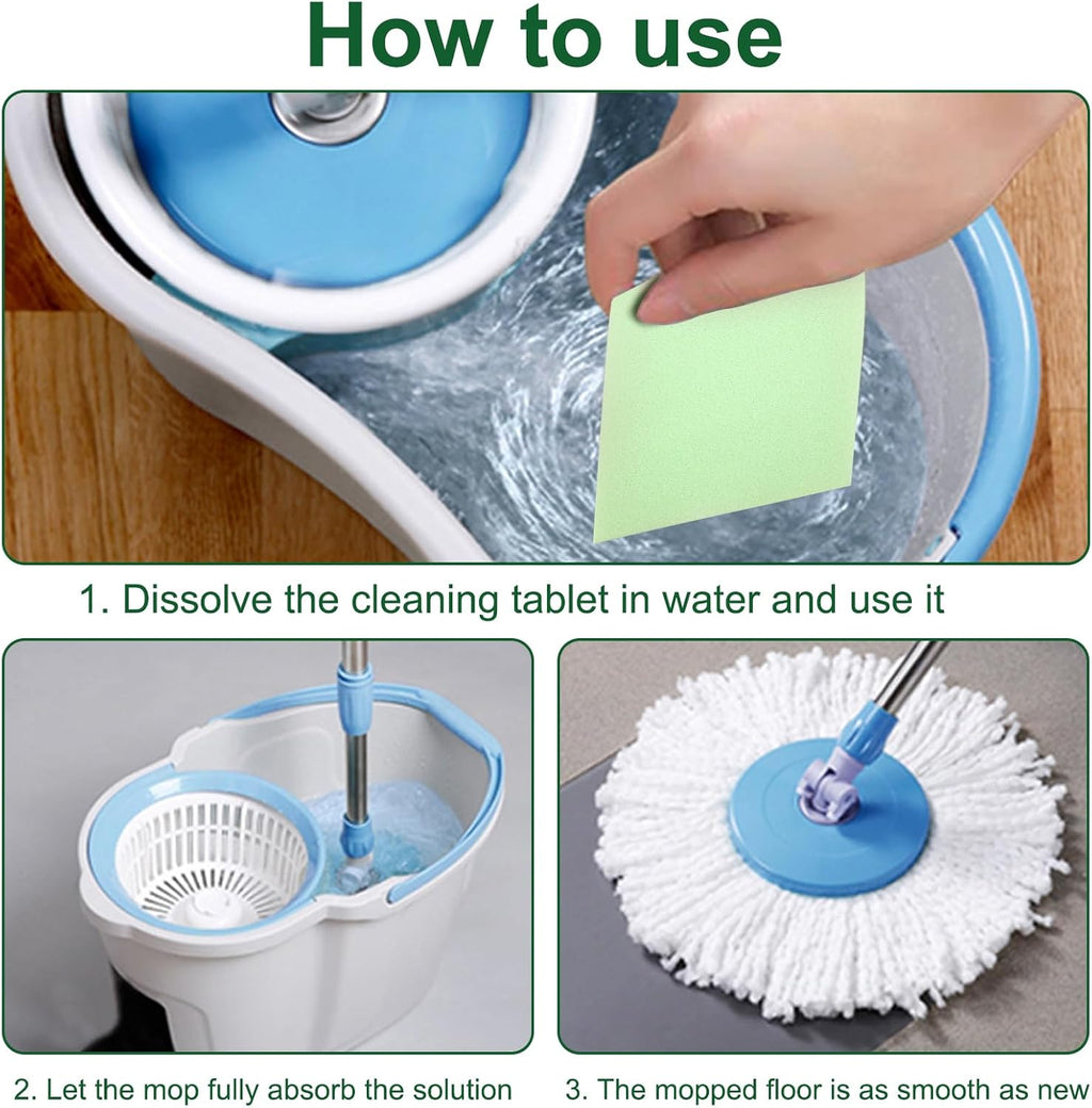 Floor Cleaning Tablets Sheets, Method Hardwood Floor Cleaner and Polish Pack of 300, Concentrate Mild Scent For RV Wall Tiles, Hardwood, Laminate Floor, Green