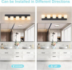 5 Light Modern Bathroom Light Fixtures Over Mirror, Black Vanity Lights for Bathroom Wall Sconces with Milky White Glass Shades, E26 Socket (Bulbs Not Included)