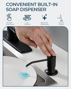 FORIOUS LED Kitchen Faucet with Soap Dispenser, Black Stainless Steel Traditonal Spring Commercial Pull Out Sink Faucet with Pull Down Sprayer for Laundry & Utility RV Camper Bar Farmhouse