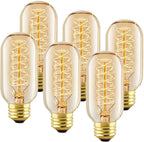 LUXON 6 Pack T45 Edison Bulbs, 40 Watt Antique Vintage E26 Base Dimmable Amber Glass Incandescent Light Bulbs, Warm White 120V Lamp for Home Light Fixtures Decoration, Warll Sconce