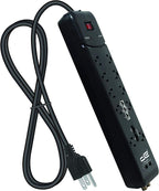 Digital Energy 10-Outlet Straight Plug 4050 Joules Heavy Duty Surge Protector Power Strip, 25 Foot Long Extension Cord, 15 AMP, 15 FT, Black