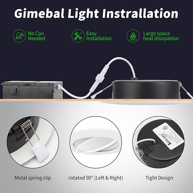 6 Inch Led Recessed Lights 6 Pack,Ajustable Led Eyeball Gimbal Light with Junction Box,5CCT Selectable,15W 1250LM,Dimmable