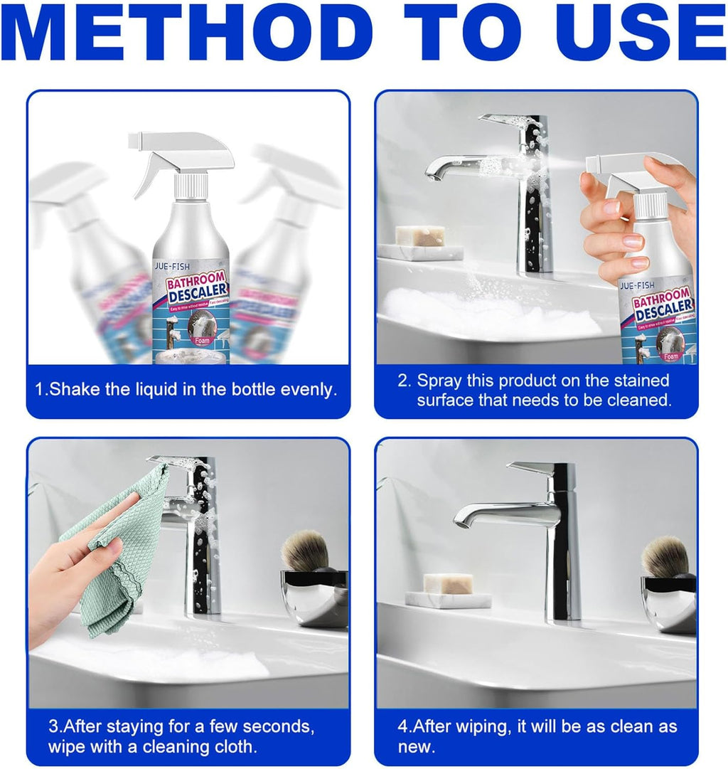 Lanenow Jue-Fish Bathroom Descaler Foam Cleaner - Stubborn Stains Remover, Fresh Scent, All Purpose Bubble Spray (2pcs)