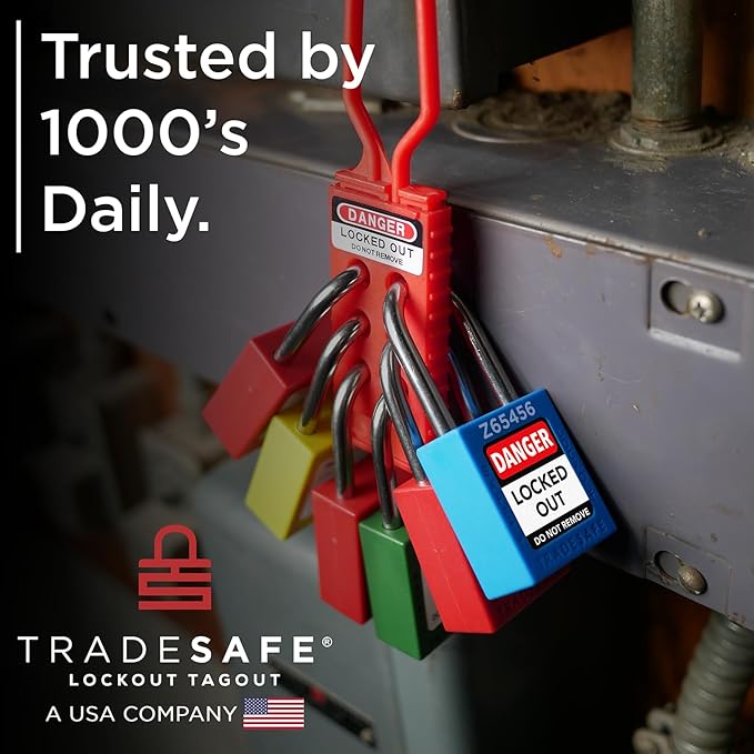 TRADESAFE Lockout Tagout Locks Set - 10 Blue Keyed Alike Padlocks, 2 Keys Per Lock, OSHA Compliant Loto Locks