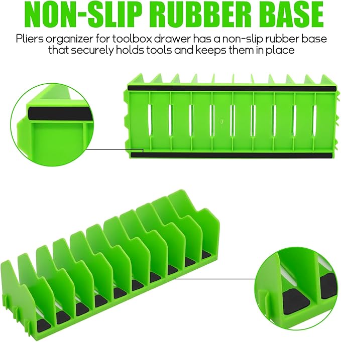 4 Pack Plier Organizer Rack, Pliers Organizer for Tools Cutters with Extendable Design & Non-Slip Rubber Base, 40 Slots Tool Box Drawer for Pliers, Wrenches, Screwdrivers,Green