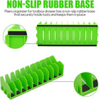 Plier Orgainzer, 2 Pack Pliers Orgainzer with Extendable Design & Non-Slip Rubber Base, Fits 3" H, 20 Slots Tool Drawer Storage for Pliers, Wrenches, Screwdrivers and More,Green