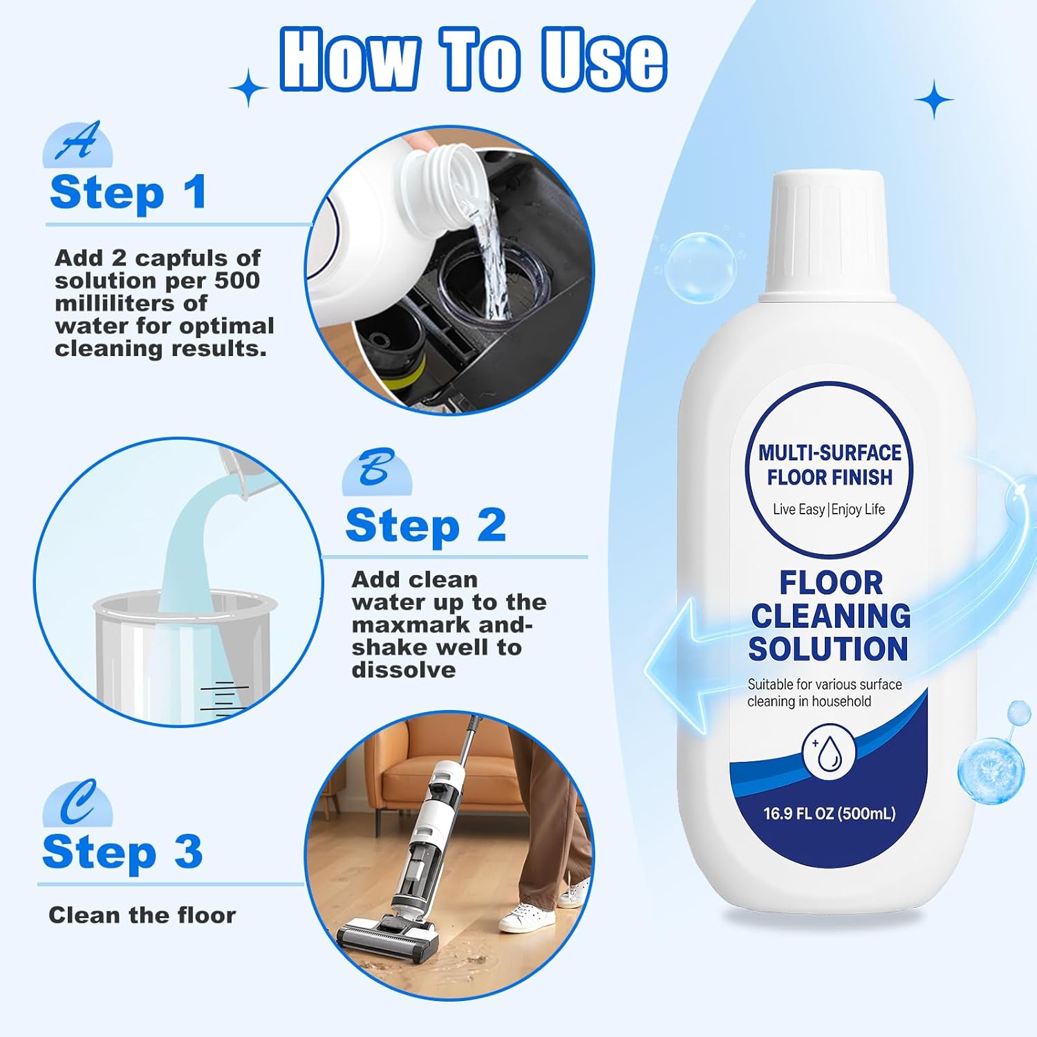 2L Floor Cleaner Compatible with Tineco Cleaning Solution,Multiple Hard Floors for All Robot Vacuums with Mopping and Wireless Wet Dry Dual-Use Vacuum Cleaners（4 Bottle ）