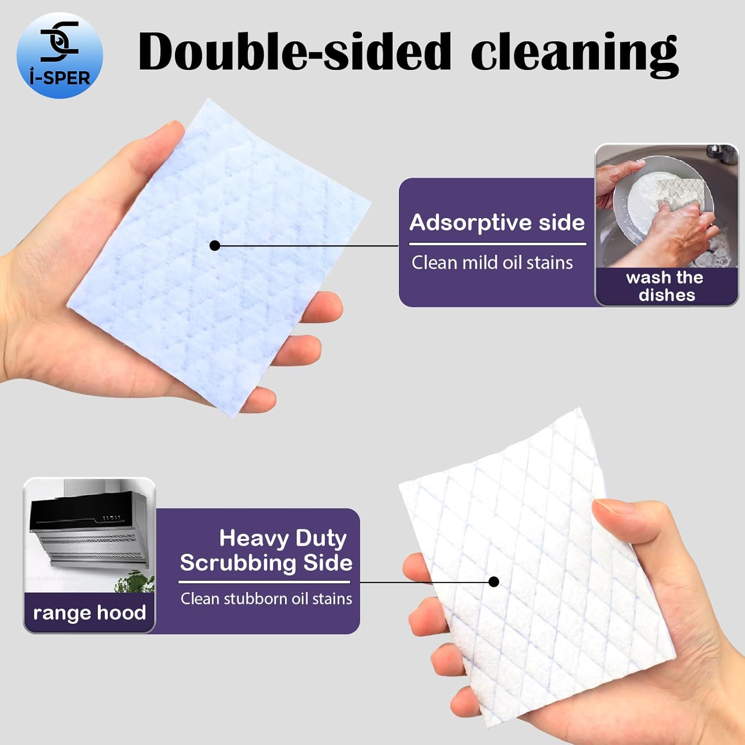 5 pcs Light Scrub Pad Singles with Foam, Triple Cleaning Scouring Pad Heavy Duty Household Non-Scratch Abrasive Hand Pad Multi Surface Magic Sponge Sheets for Home Surfaces Indoor Cleaning