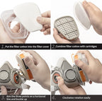 Respirator Gas Mask Reusable Half Face Cover with Filters for Painting,Spraying,Woodworking,Construction,DIY and Professional Work Protection Against Dust,Fumes,Organic Vapor,Chemicals,Asbestos 6200