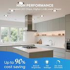 LVWIT Ultra-Thin Recessed Lighting 4 Inch with Junction Box, 800LM 2700K-5000K 5CCT LED Ceiling Lights, Dimmable Canless Wafer Downlight, ETL,FCC&IC, Smooth Trim, 6 Pack Black