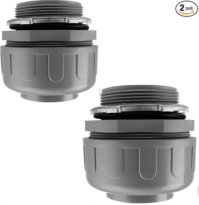 2Pack 2 Inch Liquid Tight Connector PVC Electrical Conduit Fittings Straight 180 Degree Flexible Conduit Connector for Home Kitchen Bathroom Tube Tool Supplies,UL Listed(2Pcs)