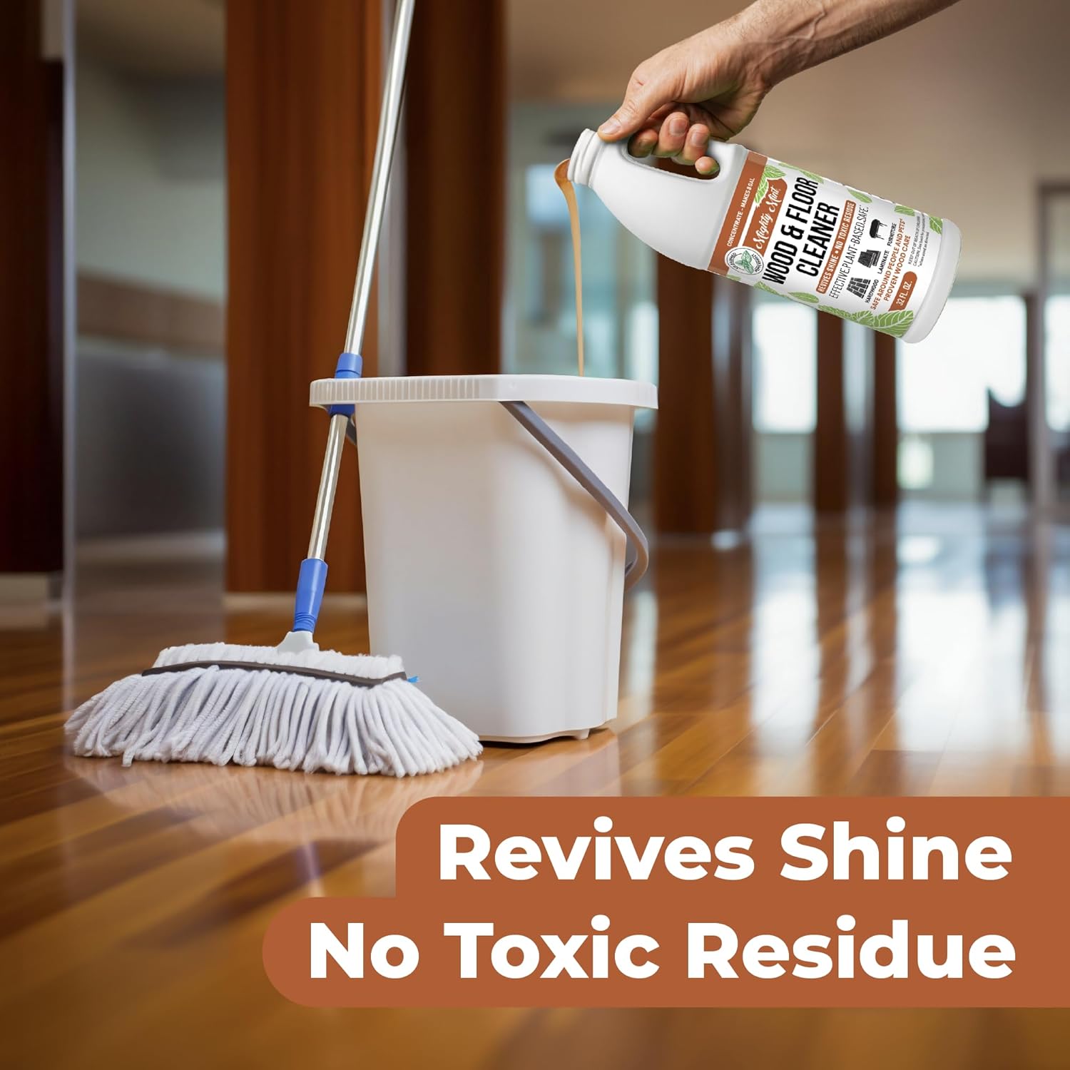 Mighty Mint Wood & Floor Cleaner Concentrate, Cleaning Soap for Hardwood and Floors, Natural Mint Scent, 32oz