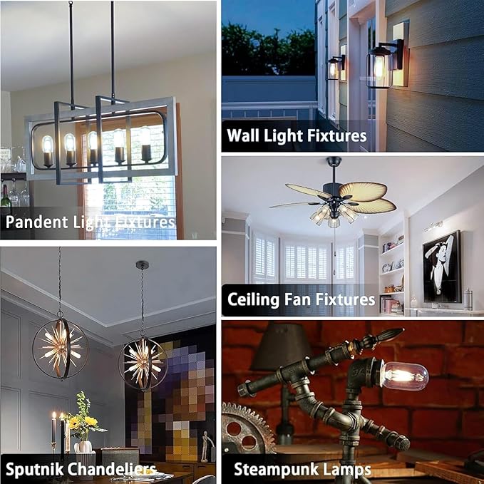 3.2 Inch 3000K Warm White E26 LED Bulb 60 Watt Equal, AC 120V 600LM Edison Bulbs Dimmable, 6W T10 T30 Tubular Filament Light Bulbs Clear Glass for Fan Pendant Wall Light, UL Listed-6 Pack