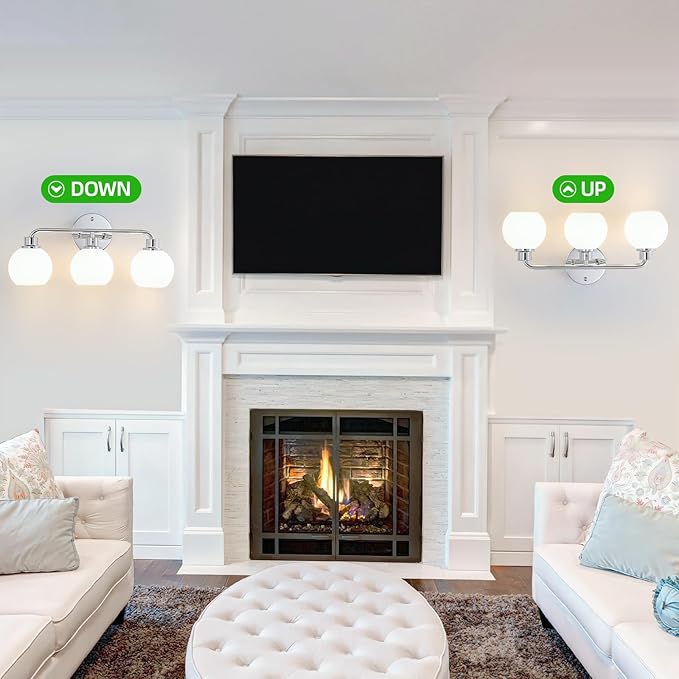 Chrome Vanity Light Bathroom Light Fixtures Over Mirror 3 Light Wall Sconces Lighting Silver Lights with Milk Globe Glass Shades Bath Wall Lamp for Mirror Kitchen Living Room Bedroom Hallway