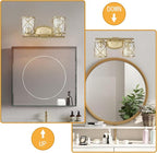 Mavcadonf Modern Vanity Lights with Cage Shade, 2 Lights Over Mirror, Brushed Gold Vanity Light for Bathroom, Kitchen, Bedroom