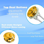 38mm/1.5Inch Dual Flush Toilet Button Kit - Water-Saving Push Valve Replacement Set for Tank Repair, Corrosion-Resistant Bathroom Upgrade Parts (Golden, Universal Fit, Easy Install)