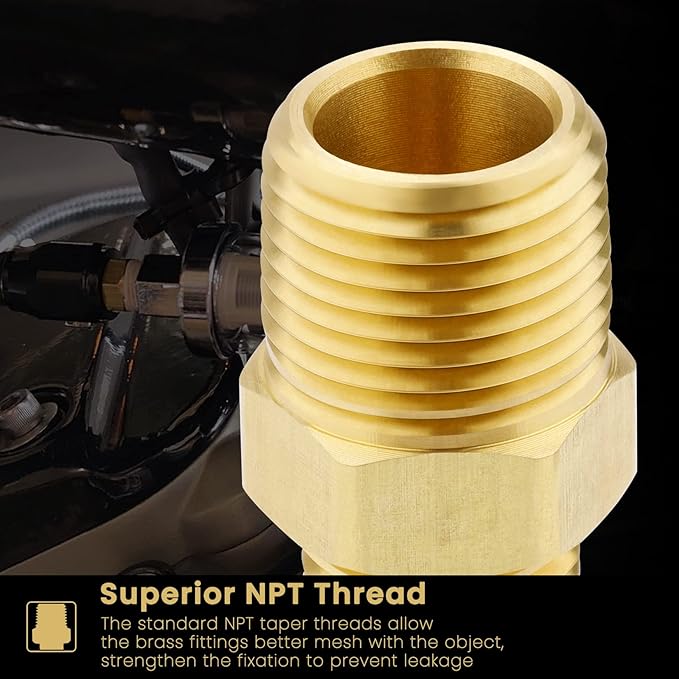 KOOTANS 3/8 NPT x 1/4 NPT Male Solid Brass Hex Nipples, Heavy Brass Pipe Adapter Fittings Reducing Nipples Connectors 4Pieces