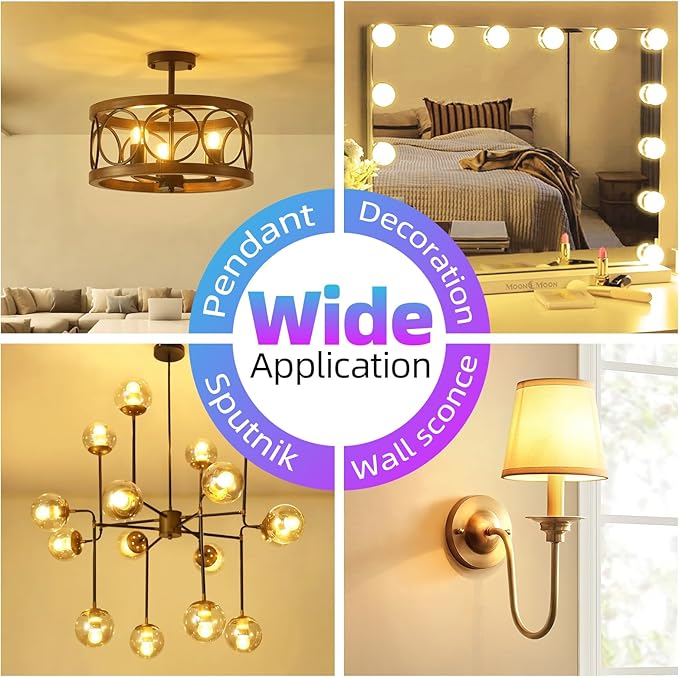 G16.5 LED Bulb Dimmable, 6W, 60 watt Equivalent, 2700K Warm White E26 Globe Bulb, Round Edison Bulbs for Ceiling Fan, Pendant, Chandeliers, 90+CRI 600LM, 6 Pack