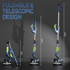 Drywall Sander, 2025 Upgraded 8-Amp Popcorn Ceiling Removal Tool with 7 Variable Speed 800-1800RPM, Drywall Sander with Vacuum Dust Collector with Extendable Handle, LED Light,12pcs Sanding Discs,Blue