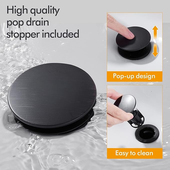 Oil Rubbed Bronze Bathroom Sink Faucet 4 Inch Faucet 2 Handle with Pop-up Drain Stopper and Supply Hoses(Set of 2)