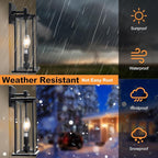 2-Pack Large Outdoor Wall Light, 16" Exterior Lighting Fixtures Wall Mount, 2-Light Waterproof Wall Sconce, Modern Black Outdoor Lamps for Patio, Entryway