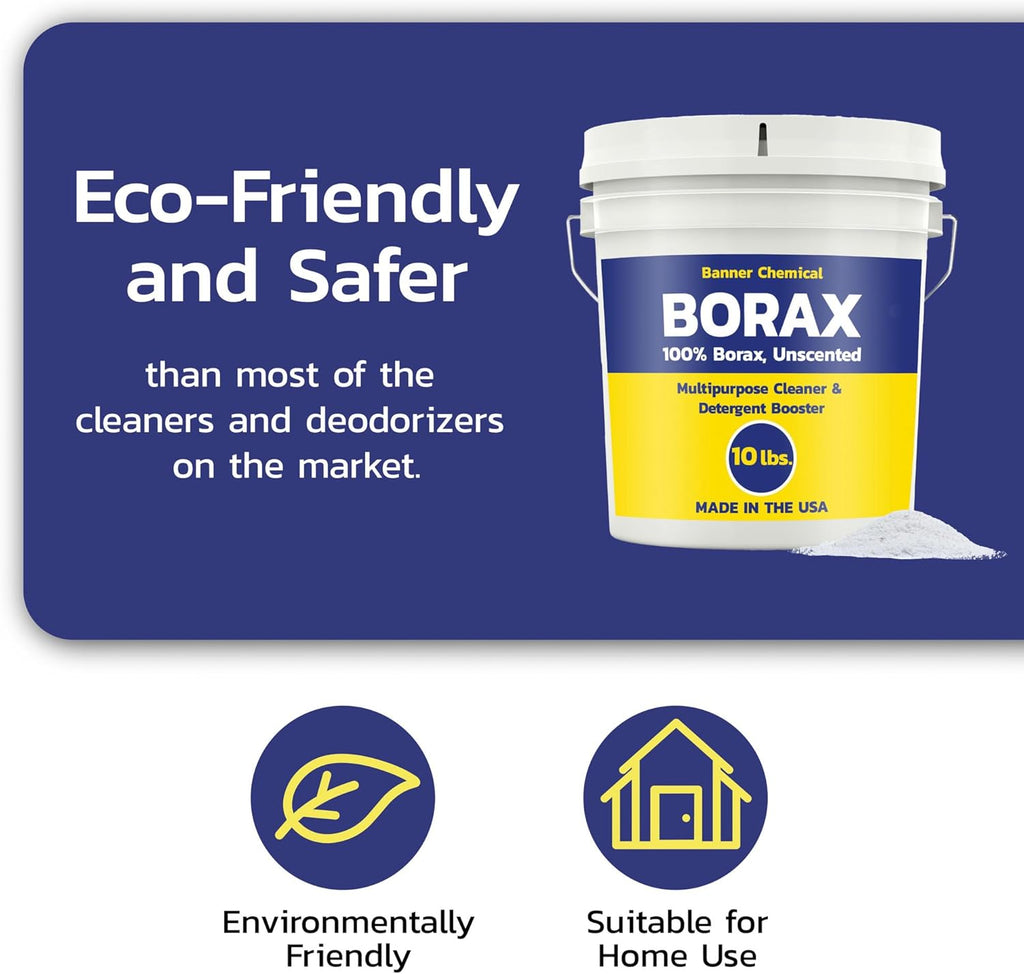 Raw Borax (10 lbs) - 100% Pure, Unscented, Multi-Purpose Cleaner & Detergent Booster - Natural Household Cleaner and Stain Remover - Made in the USA