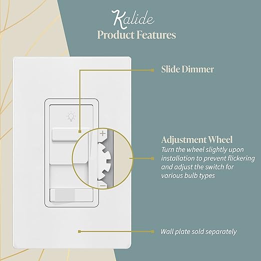TOPGREENER Kalide 0-10V Dimmer Light Switch, LED Dimmer Switch, Low Voltage Dimmer, 3-Way or Single Pole, 120VAC 60Hz, 120VAC 10A/ 277VAC 5A LED, TGSDS-010-W, White