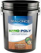 Seal-Once Nano+Poly Penetrating Wood Sealer with Polyurethane - Premium Waterproof Sealant -5 Gallon & Clear
