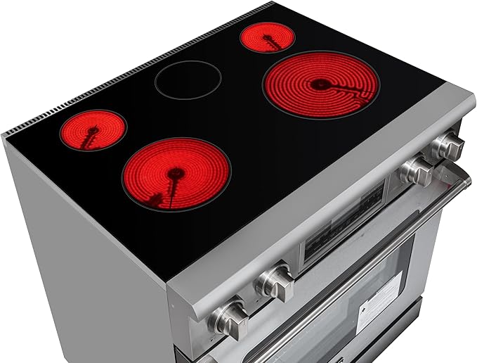 KoolMore KM-TPR-36SS 36 in. Electric Professional Range with Tilt Panel and Digital Controls, Self-Cleaning, 16300W of Power, 240V in Stainless-Steel