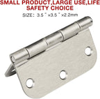 42 Pack Rounded Door Hinges Brushed Nickel 3.5 inch x 3-1/2", 5/8" Radius Heavy Duty Steel Iron 3 ½"Hinge for Doors, Interior Room,Outdoor Window,Constructition Hardware Kit Home Decor Essentials