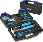 DNA MOTORING 39-Piece Household Tool Set General Repair Small Hand Tool Kit Storage Case for Home Garage Office College Dormitory Use, Blue, TOOLS-00008