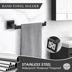 TURS Black Bathroom Towel Bar Set Square 5 Pieces Bathroom Hardware Set Matte Black Towel Holder Set Wall Mounted,SUS304 Stainless Steel, 23.6 Inch
