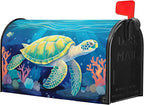 Nautical Sea Turtle Coral Seashell Mailbox Covers - Summer Ocean Beach Blue Magnetic Standard Size 25.5x21 Inch Waterproof Mail Box Wraps - Post Letter Box Covers - Garden Yard Outdoor Decor