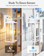 VIANIS 14.5" Dusk to Dawn Outdoor Lighting, White Exterior Light Fixtures with Tempered Seeded Glass, Waterproof Outdoor Wall Light Fixture, Anti-Rust Aluminium Porch Lights Outdoor for Porch, Garage