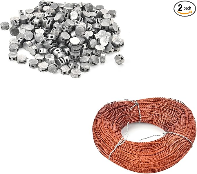 200PCS 10x6mm Round Lead Seals Security Meter Seals with Copper Wires (100m)