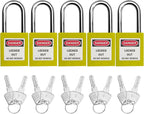 SAFBY Lockout Tagout Locks, Safety Padlock, Keyed Differently Loto Safety Padlocks for Lock Out Tag Out Kits Station (Yellow NO.1-10)