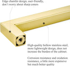 10 Pack Brushed Gold Cabinet Handles 3 3/4 Inch Hole Centers Square Cabinet Pulls Brass Plated Stainless Steel Kitchen Cabinet Handles Gold Hardware for Cabinets Drawer Pulls