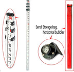 Survey Rod 14-Foot Aluminum Grade Rod - 10ths,Grade Rod,Grade Stick for Laser Level,Survey Rod，Grade Rods,Survey Pole,With Bubble Level, 4-Stage Telescopic,Double-Sided Scale Telescopic Leveling Rod