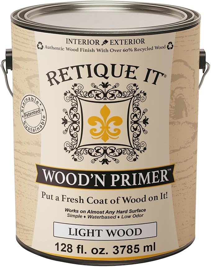 Retique It Wood'n Primer - Paint it then stain it - Stainable Wood Fiber Paint (Light Wood, X-Large)