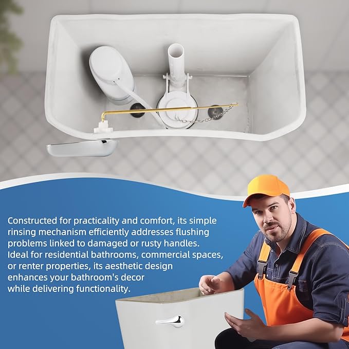 iFealClear Universal Metal Toilet Handle Replacement Kit, Front Mount Toilet Tank Flush Lever Handle with Stainless Steel Chain, Solid Brass Toilet Trip Lever Fits Most Toilets, Easy Install, Chrome