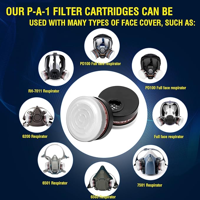 Reusable Half Face and Full Face Gas Mask with Activated Carbon Filter Against Organic Vapor/Dust/Chemical