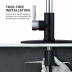 WEWE Kitchen Sink Faucet, Pull Down Kitchen Faucet, Black and Chrome Kitchen Faucet with Sprayer Stainless Steel Single Handle one or Three Hole for Laundry bar Kitchen Sinks